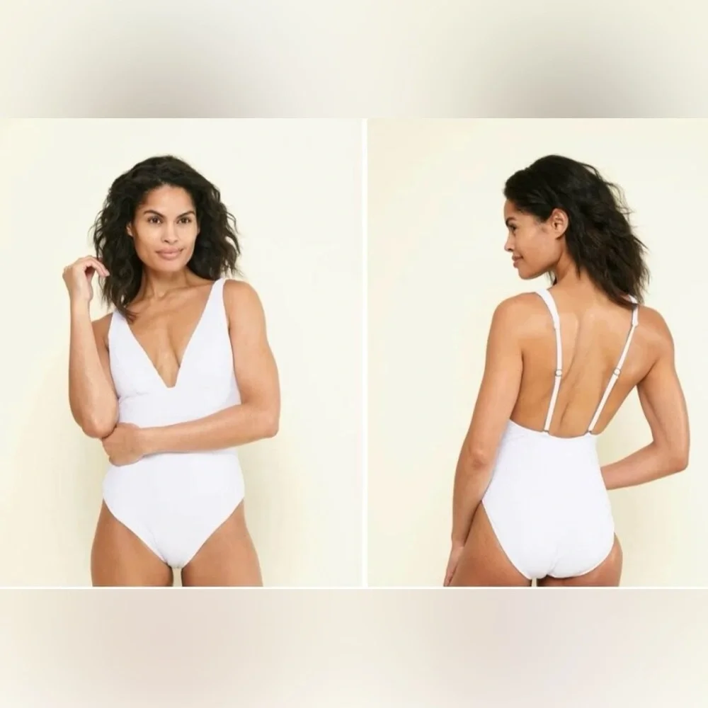 NWT - $128 ANDIE Swim - ‘Sardinia’ Ribbed One Piece - White | XXLT Tall